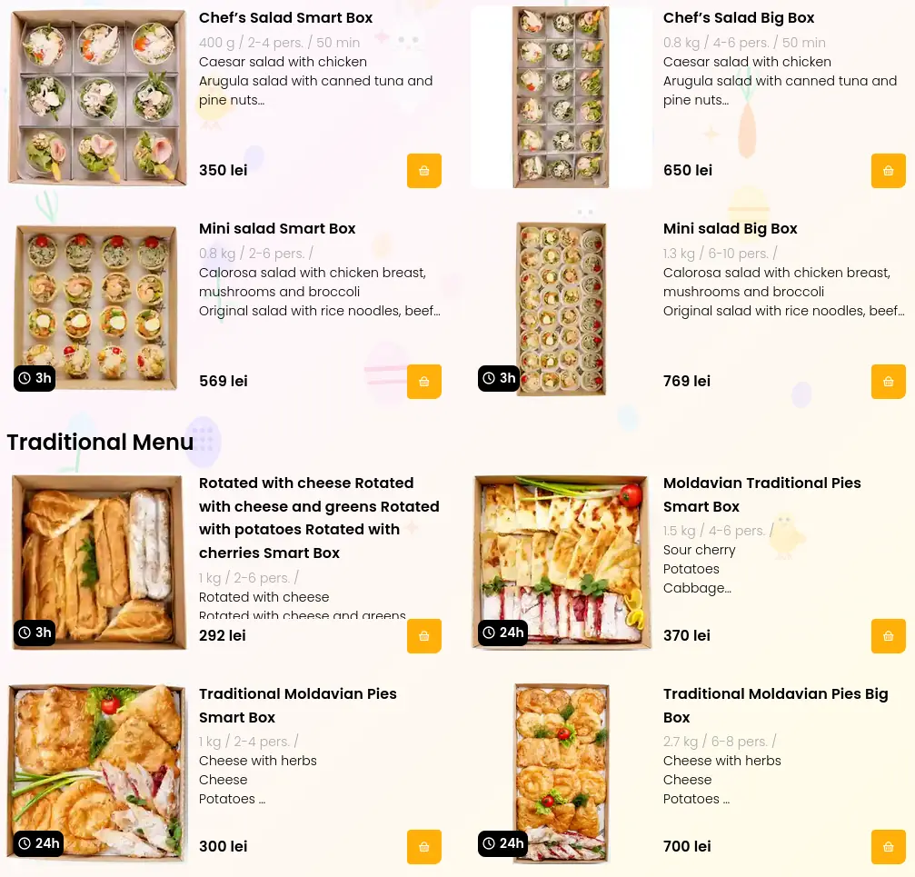 Boxcatering online ordering platform with meal box categories and product grid