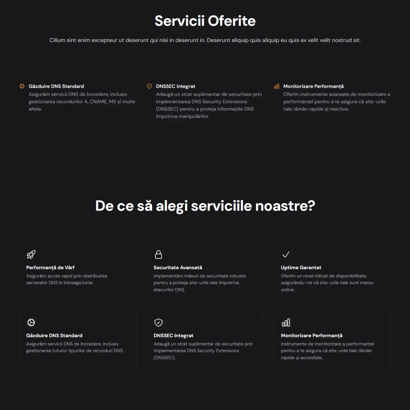 MoldNS DNS hosting service website with feature overview