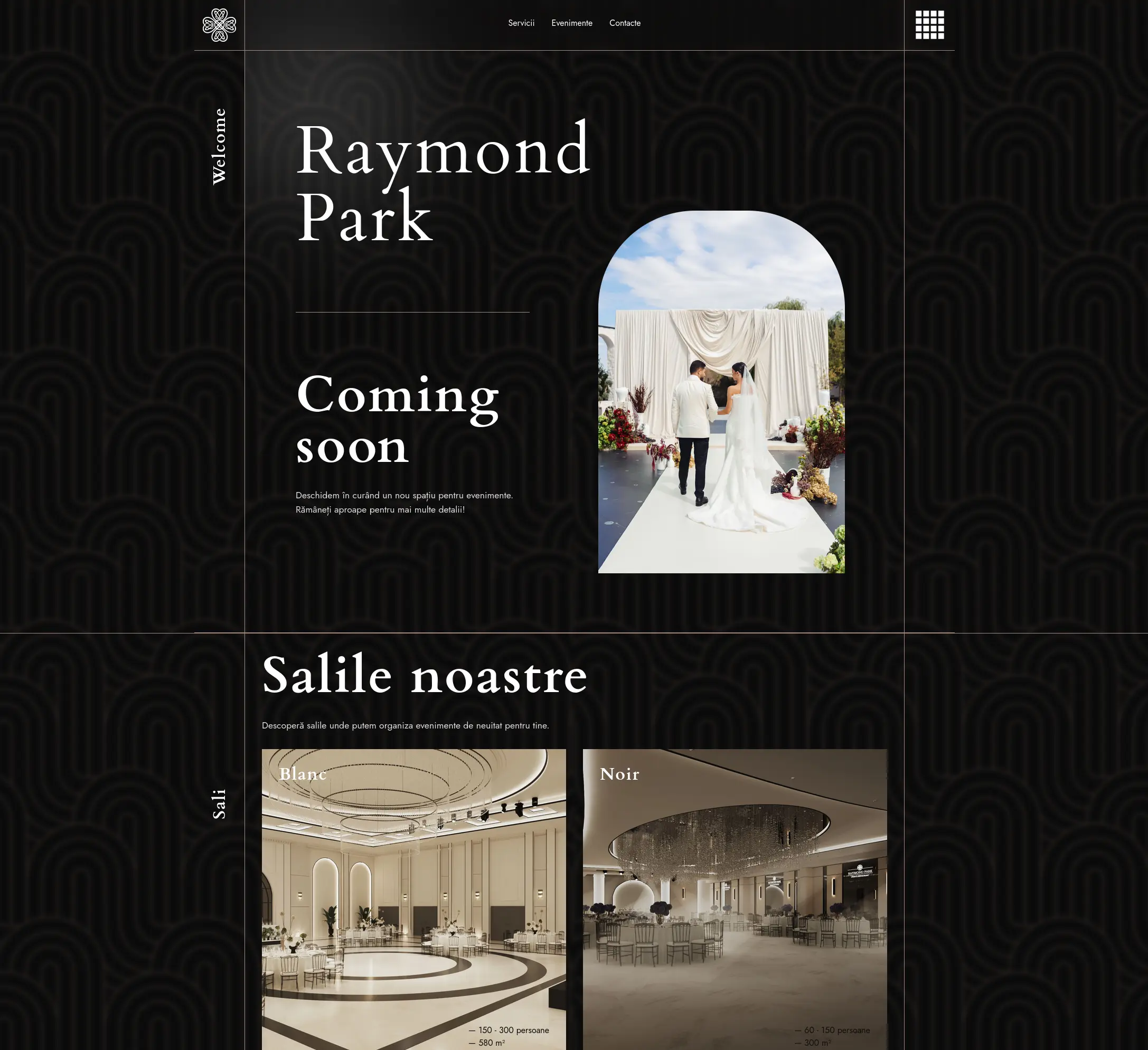 Raymond Park events venue website showcasing event spaces and services